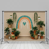 Lofaris Boho Indoor Plants Rainbow Color Wedding Backdrop